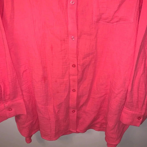 Rachel Roy Pink 100% Cotton Textured Button Up Shirt  XXL - Picture 10 of 10